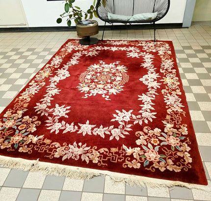 Vintage Hand-Knotted Chinese Art Deco Wool Rug – Plush Pile (205 x 305 cm) - Yatva