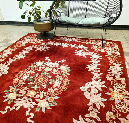 Vintage Hand-Knotted Chinese Art Deco Wool Rug – Plush Pile (205 x 305 cm) - Yatva