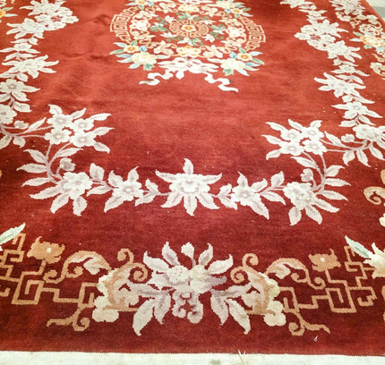Vintage Hand-Knotted Chinese Art Deco Wool Rug – Plush Pile (205 x 305 cm) - Yatva