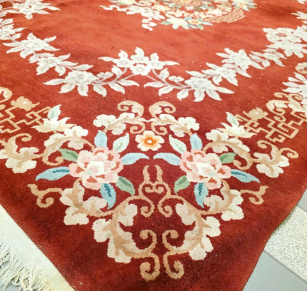 Vintage Hand-Knotted Chinese Art Deco Wool Rug – Plush Pile (205 x 305 cm) - Yatva
