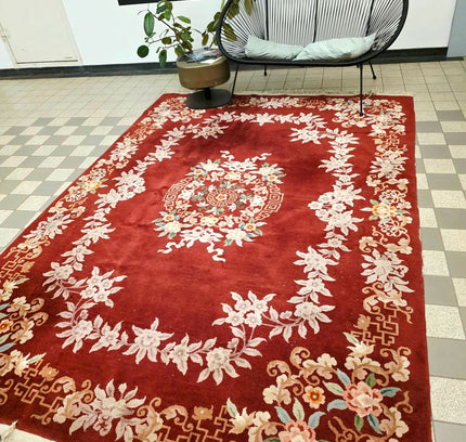 Vintage Hand-Knotted Chinese Art Deco Wool Rug – Plush Pile (205 x 305 cm) - Yatva