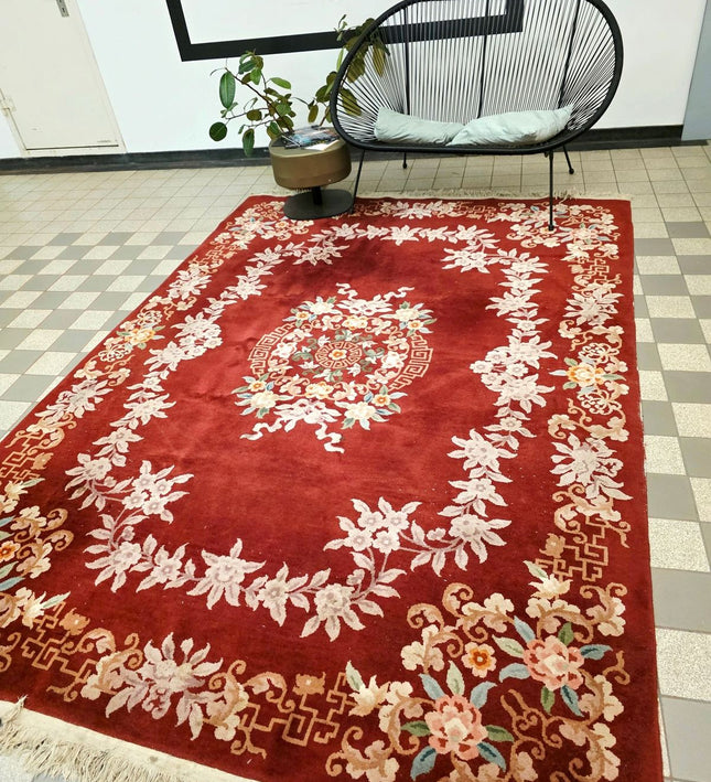 Vintage Hand-Knotted Chinese Art Deco Wool Rug – Plush Pile (205 x 305 cm) - Yatva