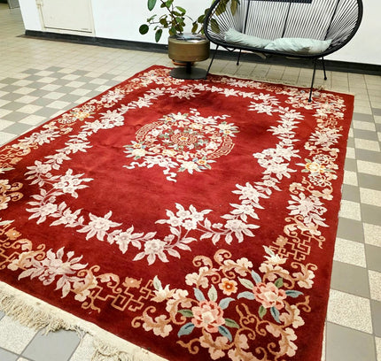 Vintage Hand-Knotted Chinese Art Deco Wool Rug – Plush Pile (205 x 305 cm) - Yatva