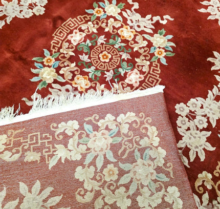 Vintage Hand-Knotted Chinese Art Deco Wool Rug – Plush Pile (205 x 305 cm) - Yatva