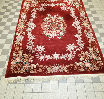 Vintage Hand-Knotted Chinese Art Deco Wool Rug – Plush Pile (205 x 305 cm) - Yatva