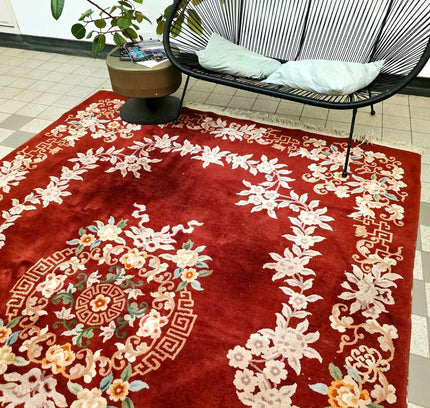 Vintage Hand-Knotted Chinese Art Deco Wool Rug – Plush Pile (205 x 305 cm) - Yatva