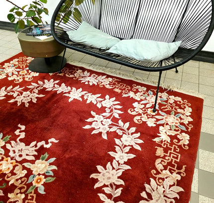 Vintage Hand-Knotted Chinese Art Deco Wool Rug – Plush Pile (205 x 305 cm) - Yatva
