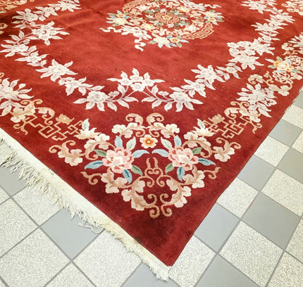 Vintage Hand-Knotted Chinese Art Deco Wool Rug – Plush Pile (205 x 305 cm) - Yatva