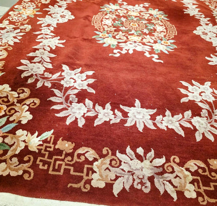 Vintage Hand-Knotted Chinese Art Deco Wool Rug – Plush Pile (205 x 305 cm) - Yatva