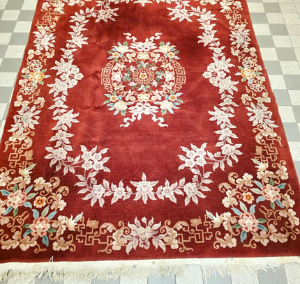 Vintage Hand-Knotted Chinese Art Deco Wool Rug – Plush Pile (205 x 305 cm) - Yatva