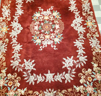 Vintage Hand-Knotted Chinese Art Deco Wool Rug – Plush Pile (205 x 305 cm) - Yatva