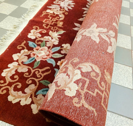 Vintage Hand-Knotted Chinese Art Deco Wool Rug – Plush Pile (205 x 305 cm) - Yatva