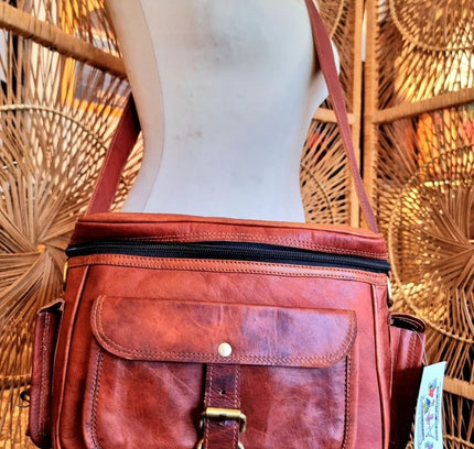 Vintage Hand - Made Leather Shoulder Bag - Yatva