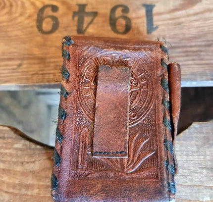 Vintage Hand Tooled Leather Cigarette Case - Yatva