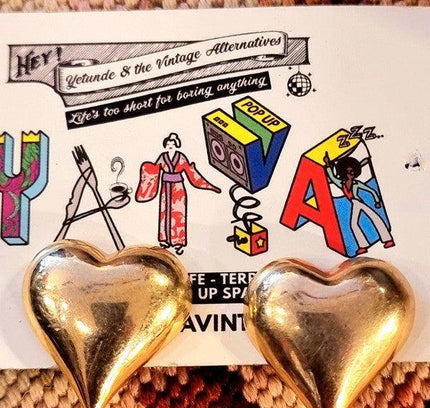 Vintage Heart Clip - On Earrings - Yatva