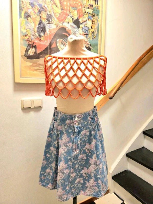 Vintage Inspired Traditional Faux Coral Cape Necklace - Yatva