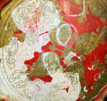 Vintage Italian Florentine Serving Tray - Red & Gold Gilt - Yatva