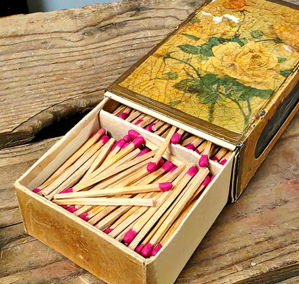 Vintage Italian Florentine Wooden Matchbox Holder with Matches - Yatva