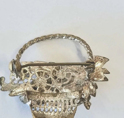 Vintage Jewel Flower Basket Brooch - Yatva