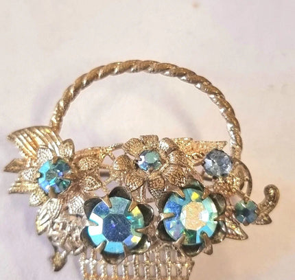 Vintage Jewel Flower Basket Brooch - Yatva