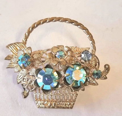Vintage Jewel Flower Basket Brooch - Yatva