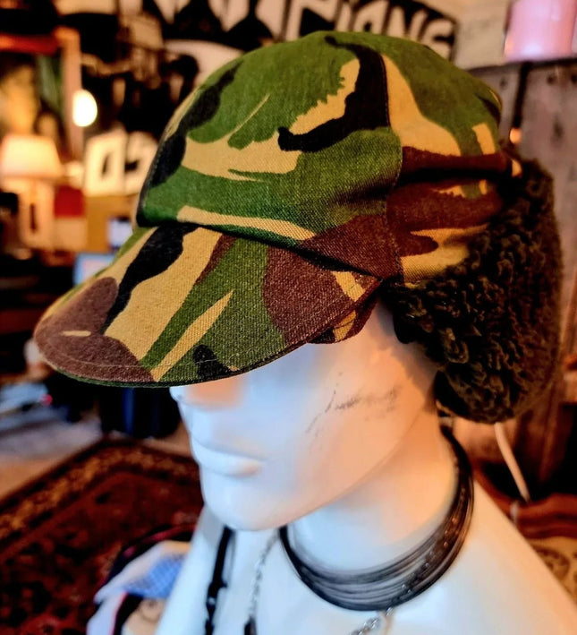 Vintage Kloot Meijburg KL Dutch Army Camo Cold Weather Cap Field Hat - Yatva