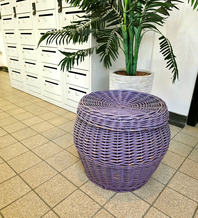 Vintage Large Woven Wicker Rattan Laundry Basket - Storage Hamper with Lid - Yatva