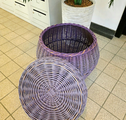 Vintage Large Woven Wicker Rattan Laundry Basket - Storage Hamper with Lid - Yatva