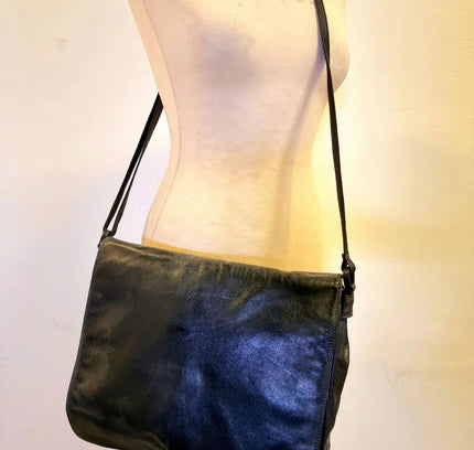 Vintage Leather 80s Satchel Shoulder Bag - Yatva