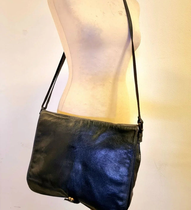 Vintage Leather 80s Satchel Shoulder Bag - Yatva