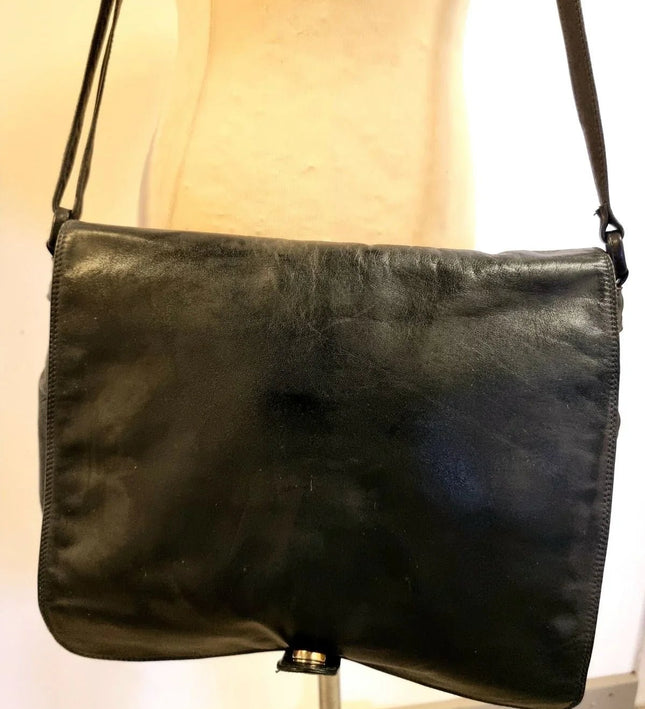 Vintage Leather 80s Satchel Shoulder Bag - Yatva