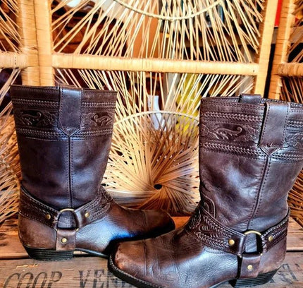 Vintage Leather Western Cowboy Boots - Yatva
