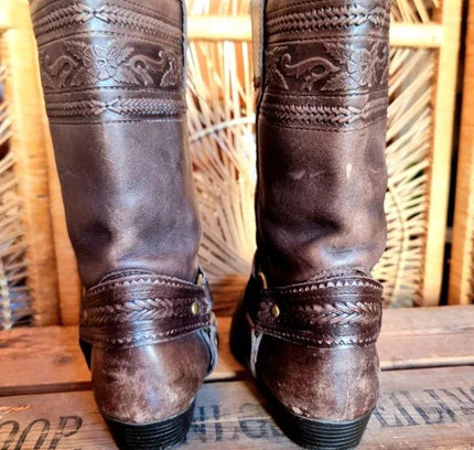 Vintage Leather Western Cowboy Boots - Yatva