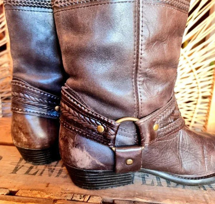 Vintage Leather Western Cowboy Boots - Yatva