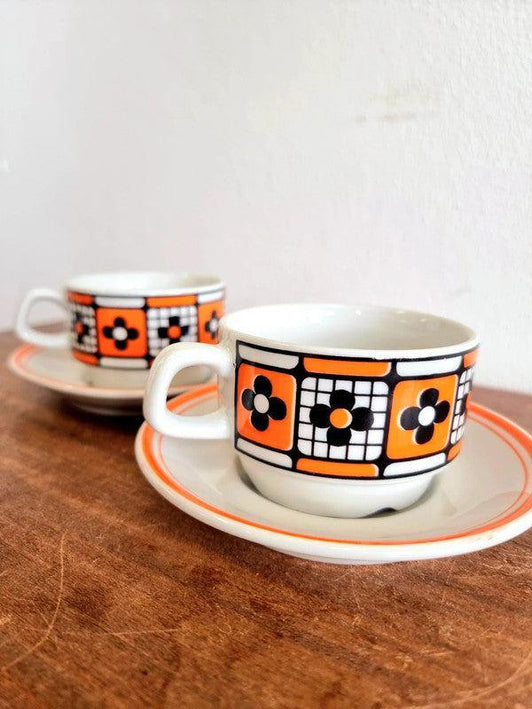Vintage Lubiana Tea Cups with Saucers x2 - Yatva