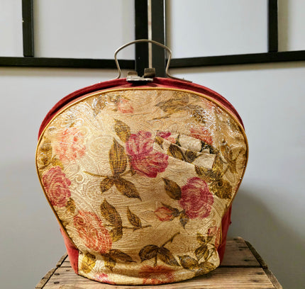 Vintage Metal Frame Tapestry Tea Cosy - Mid-Century Floral Teapot Carrier - Yatva