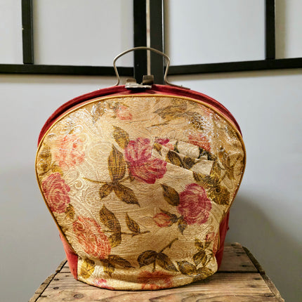 Vintage Metal Frame Tapestry Tea Cosy - Mid-Century Floral Teapot Carrier - Yatva