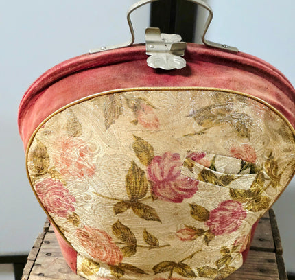 Vintage Metal Frame Tapestry Tea Cosy - Mid-Century Floral Teapot Carrier - Yatva