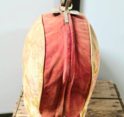 Vintage Metal Frame Tapestry Tea Cosy - Mid-Century Floral Teapot Carrier - Yatva