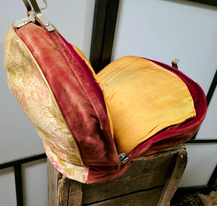 Vintage Metal Frame Tapestry Tea Cosy - Mid-Century Floral Teapot Carrier - Yatva