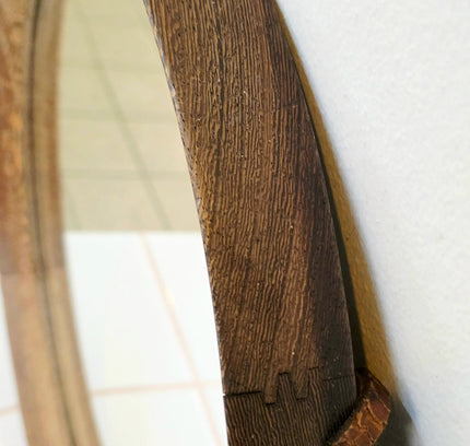 Vintage Mid - Century 1950s Scandinavian Round Wenge Wood Mirror - Yatva