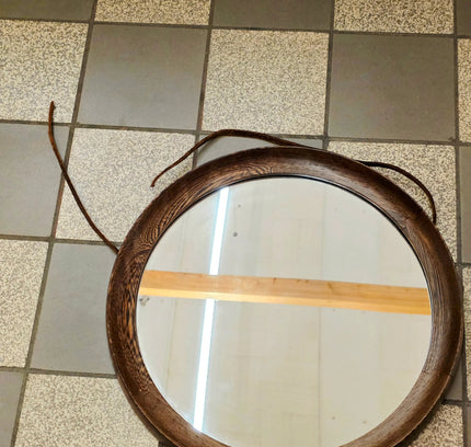 Vintage Mid - Century 1950s Scandinavian Round Wenge Wood Mirror - Yatva