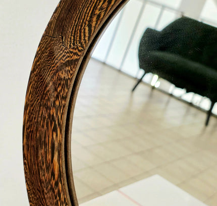 Vintage Mid - Century 1950s Scandinavian Round Wenge Wood Mirror - Yatva