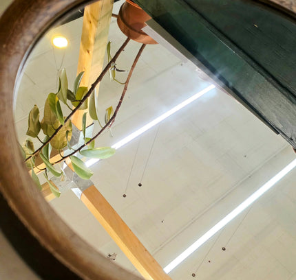 Vintage Mid - Century 1950s Scandinavian Round Wenge Wood Mirror - Yatva