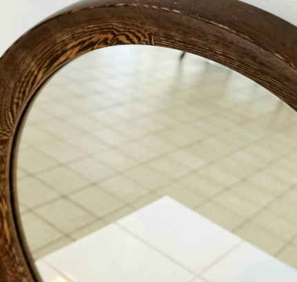 Vintage Mid - Century 1950s Scandinavian Round Wenge Wood Mirror - Yatva