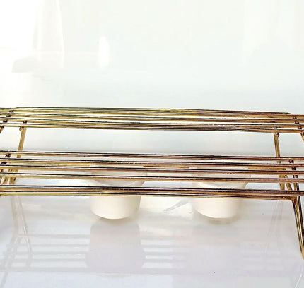 Vintage Mid Century Brass Chafing Stand & Buffet Food Warmer - Yatva