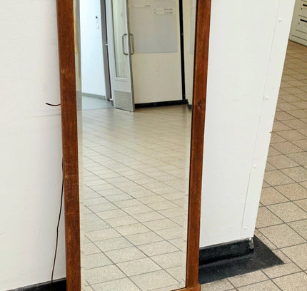 Vintage Mid - Century French Provincial Solid Oak Full - Length Beveled Wall Mirror - Yatva
