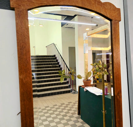 Vintage Mid - Century French Provincial Solid Oak Full - Length Beveled Wall Mirror - Yatva