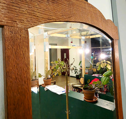 Vintage Mid - Century French Provincial Solid Oak Full - Length Beveled Wall Mirror - Yatva
