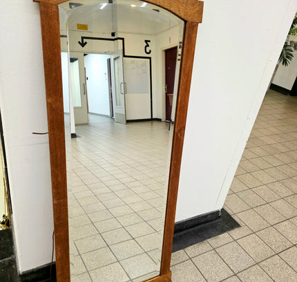 Vintage Mid - Century French Provincial Solid Oak Full - Length Beveled Wall Mirror - Yatva
